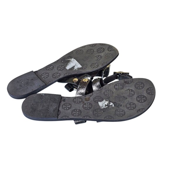 Tory Burch Briza Metallic Silver Gray Leather Gladiator Sandals 9M EUC! $265 - Picture 8 of 13